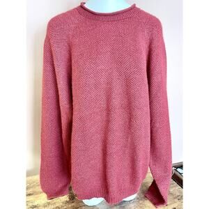 Peruvian Connection Sweater Men's L 100% Alpaca Crewneck Pullover Red/Rust Knit